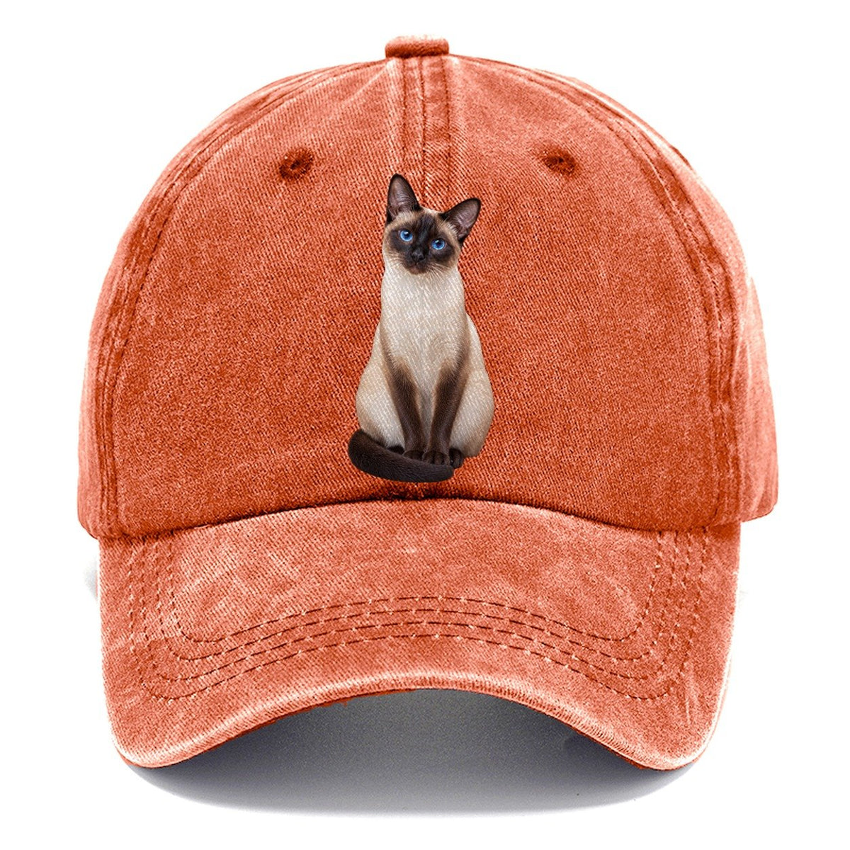 Siamese Seated Portrait Realistic Cat Portrait Classic Cap – Terracotta Clay