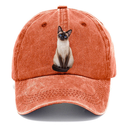 Siamese Seated Portrait Realistic Cat Portrait Classic Cap – Terracotta Clay