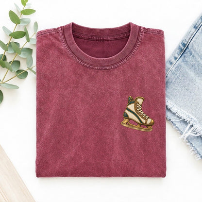 Hockey Skate Turn Keepsake Emblem Left Chest Vintage T-shirt – Raspberry