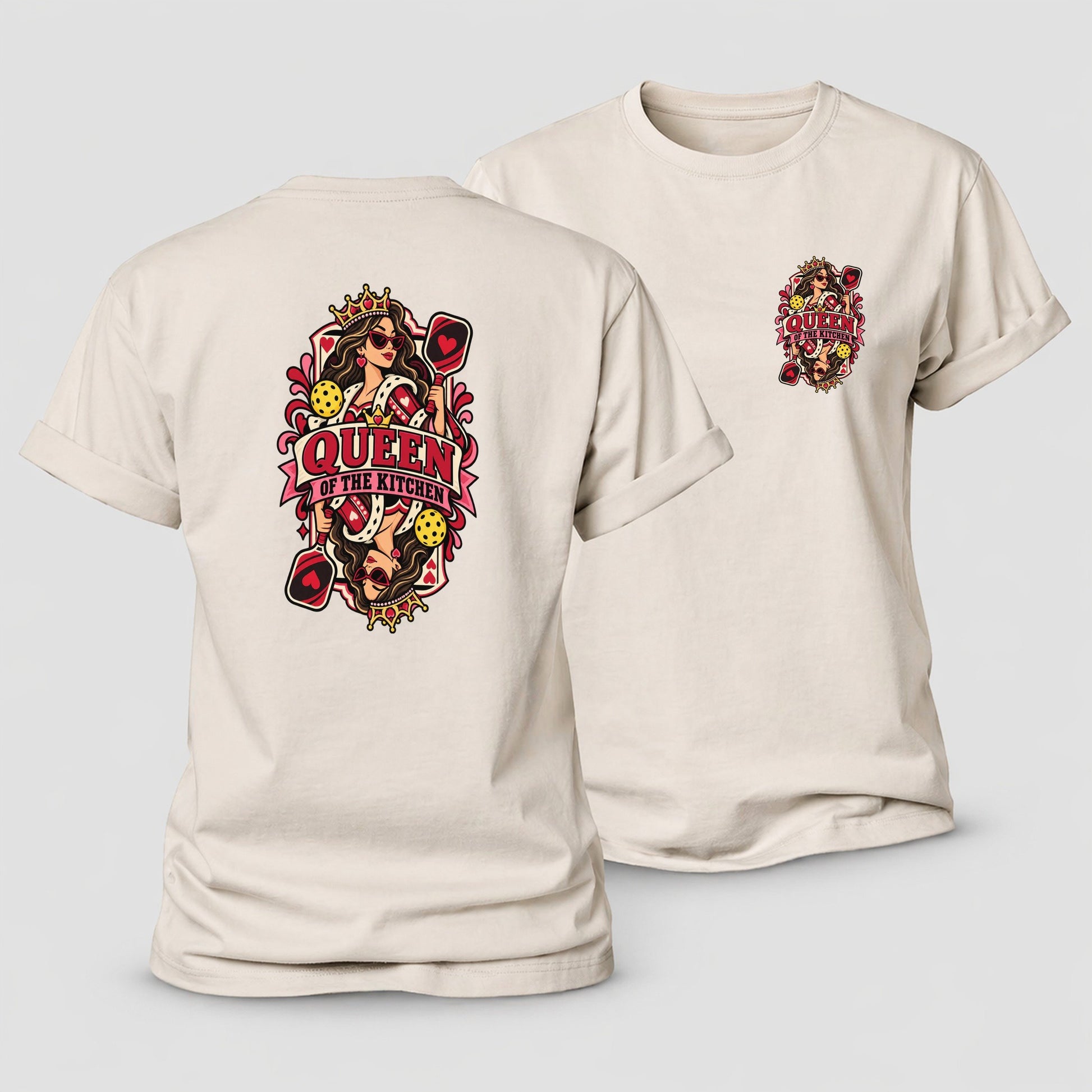 Queen Of The Kitchen Pickleball Life Women's Cotton T-Shirt – Sand
