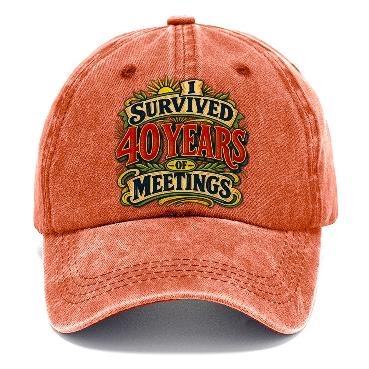 I Survived 40 Years Of Meetings Retired Living Classic Cap – Terracotta Clay