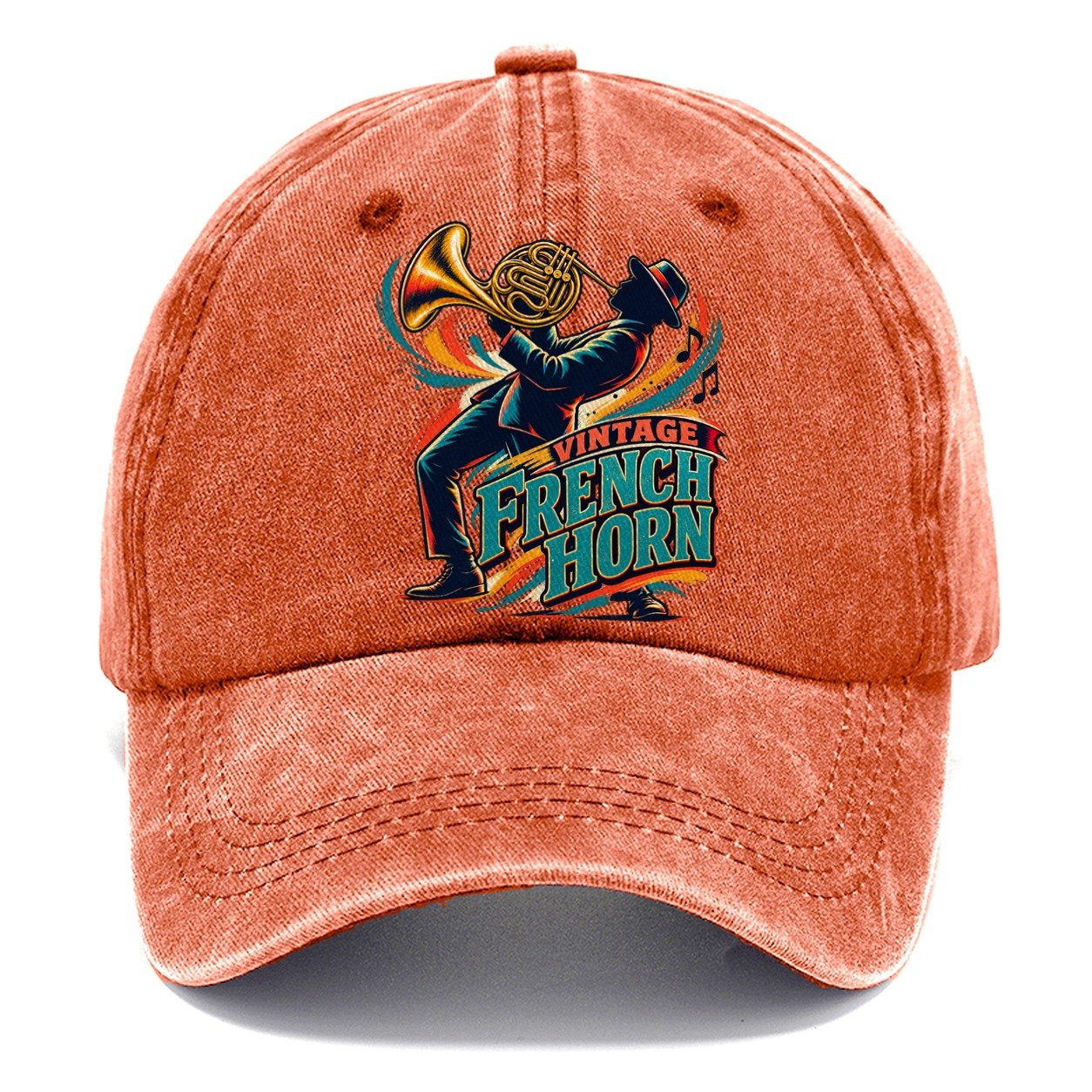 Vintage French Horn Music Instruments Classic Cap – Terracotta Clay