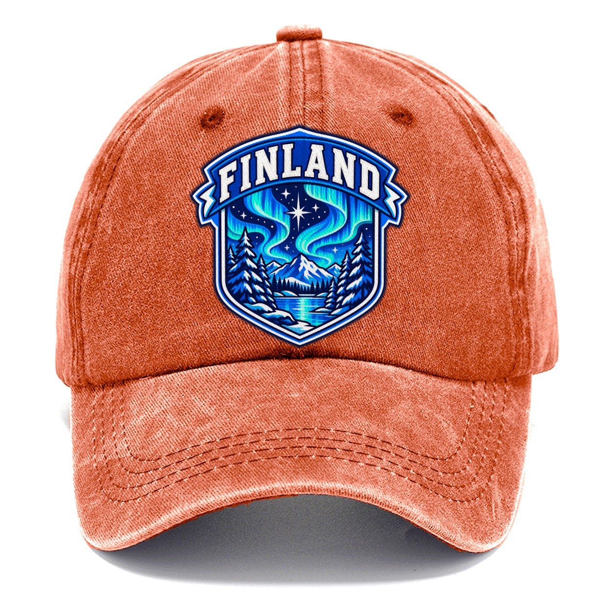 Finland Retro Badge Country Logos Classic Cap – Terracotta Clay