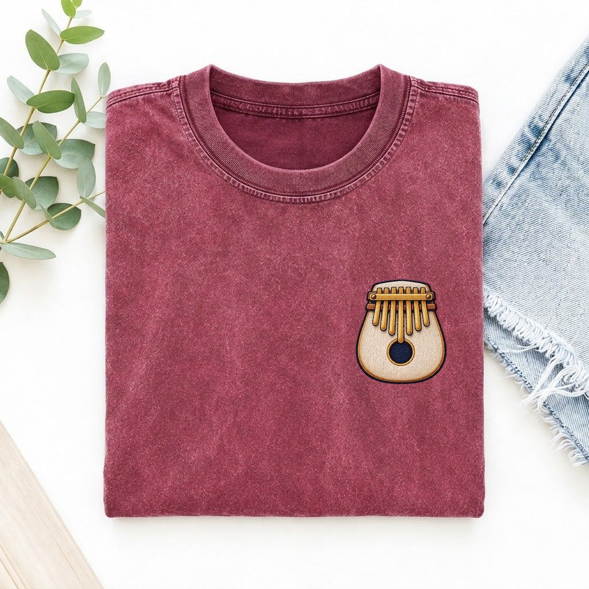 Kalimba Thumb Keys Left Chest Vintage T-shirt – Raspberry
