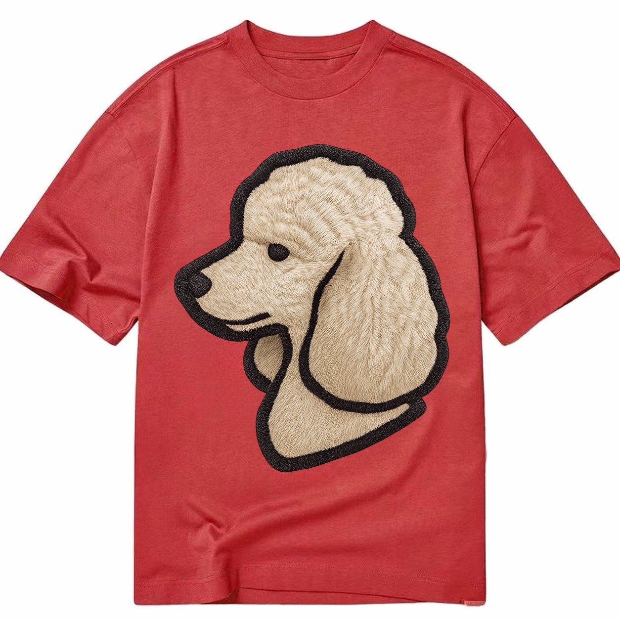 Poodle Contemporary Clean Style With Strong Black Outline Classic T-shirt – Red
