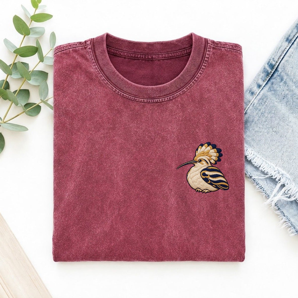 Hoopoe Crest Lift Left Chest Vintage T-shirt – Raspberry