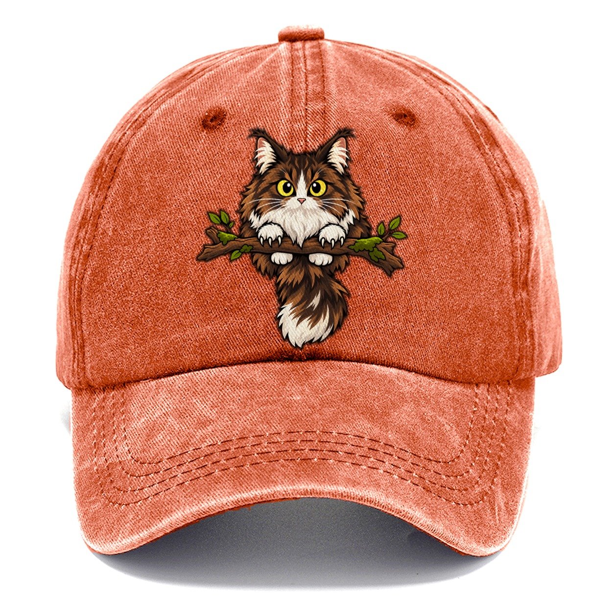 Norwegian Forest Cat Perched Peeking Cats Classic Cap – Terracotta Clay