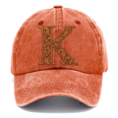 Tooled Leather K Monogram Classic Cap – Terracotta Clay