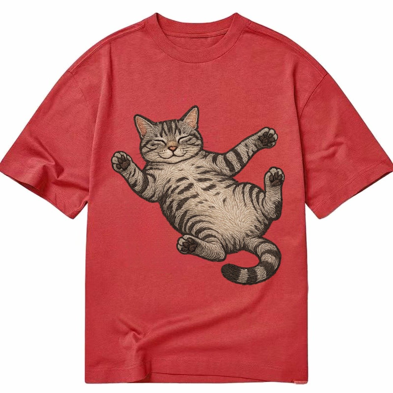 American Shorthair Silver Tabby Classic Pattern Fully Relaxe Classic T-shirt – Red