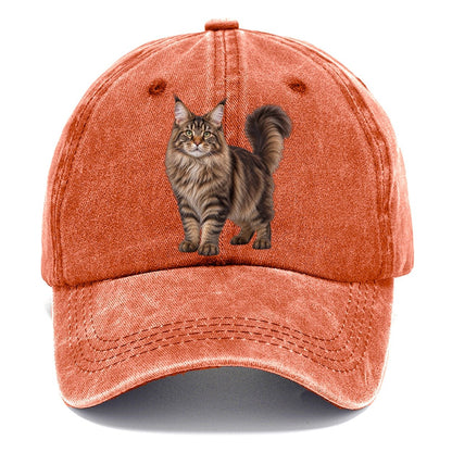 Maine Coon Standing Three Quarter Realistic Cat Portrait Classic Cap – Terracotta Clay