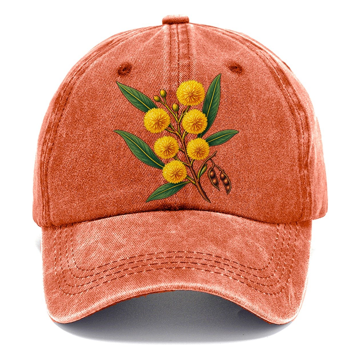 Golden Wattle Flowering Sprig Australia Cultural Icons Classic Cap – Terracotta Clay