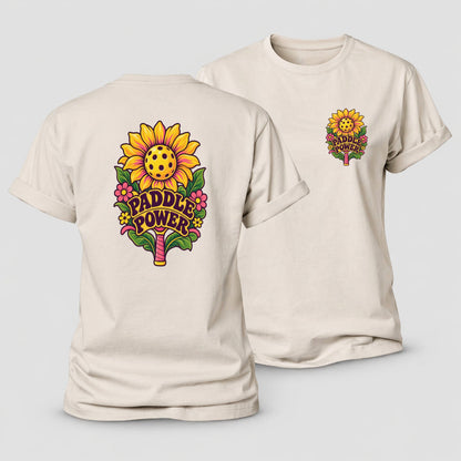 Sunflower Paddle Power Pickleball Life Women's Cotton T-Shirt – Sand