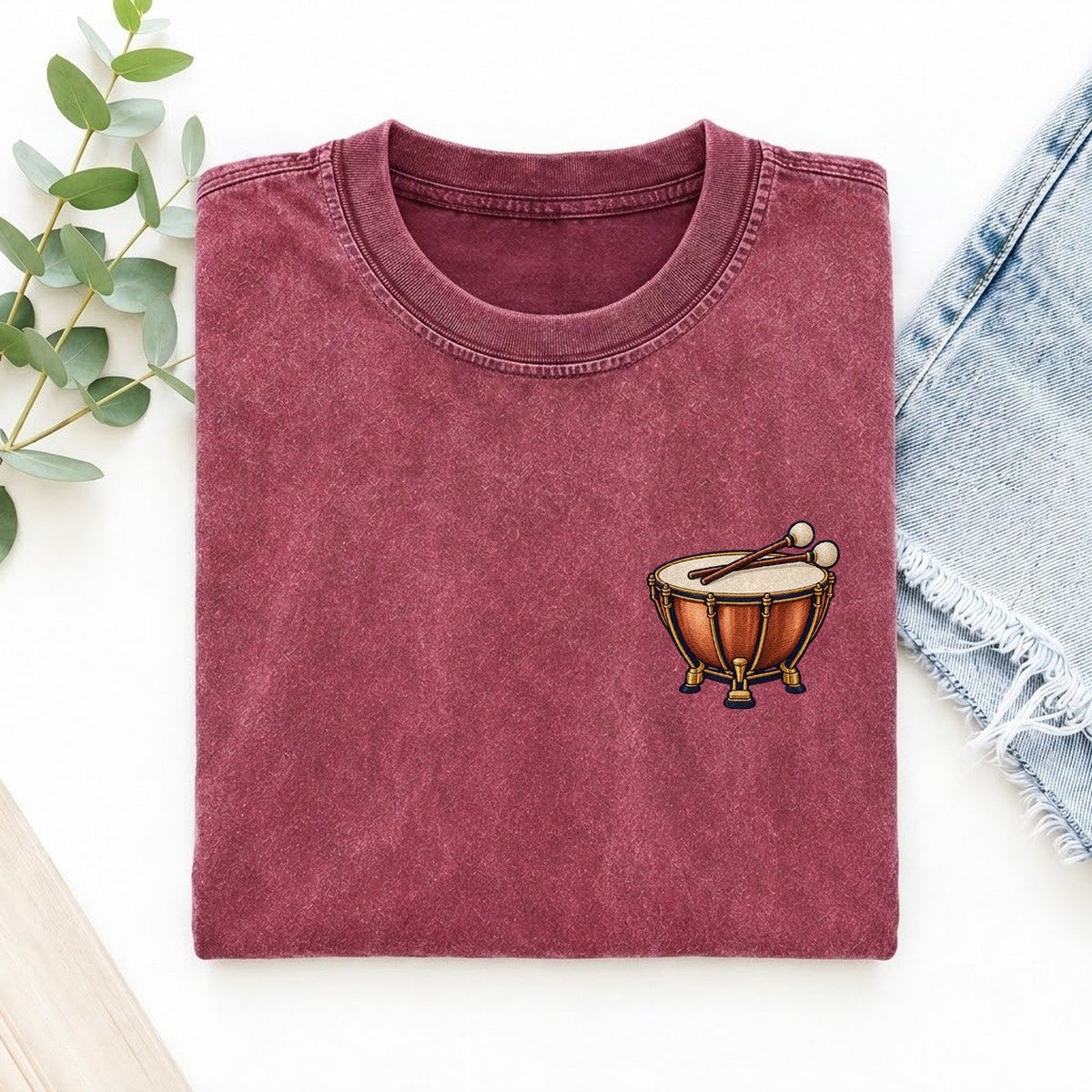 Timpani Mallet Rest Left Chest Vintage T-shirt – Raspberry