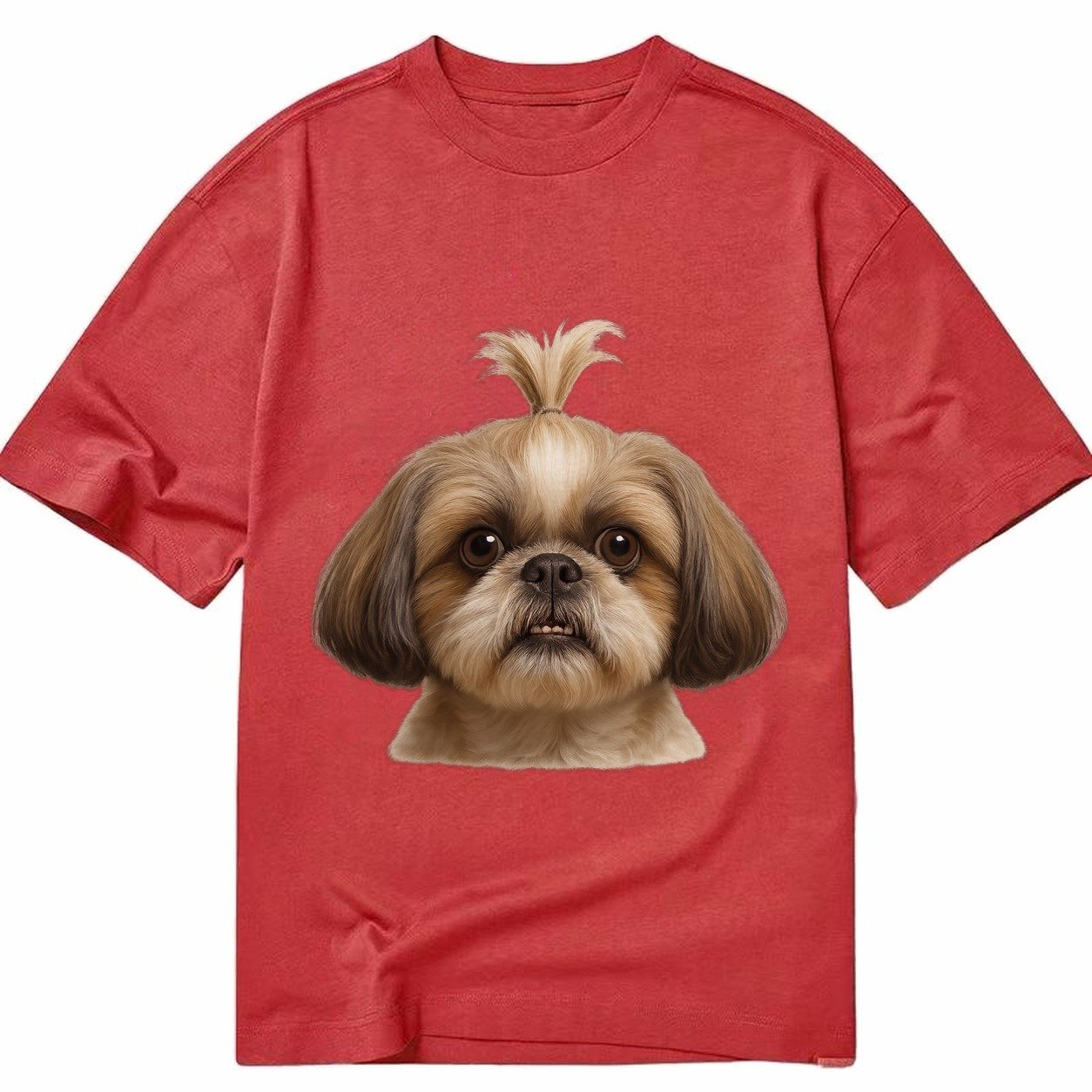 Shih Tzu Underbite Large Eyes Hair In Topknot Imperial Beari Classic T-shirt – Red