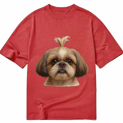 Shih Tzu Underbite Large Eyes Hair In Topknot Imperial Beari Classic T-shirt – Red