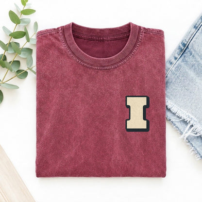 Initial I Left Chest Vintage T-shirt – Raspberry