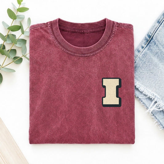 Initial I Left Chest Vintage T-shirt – Raspberry