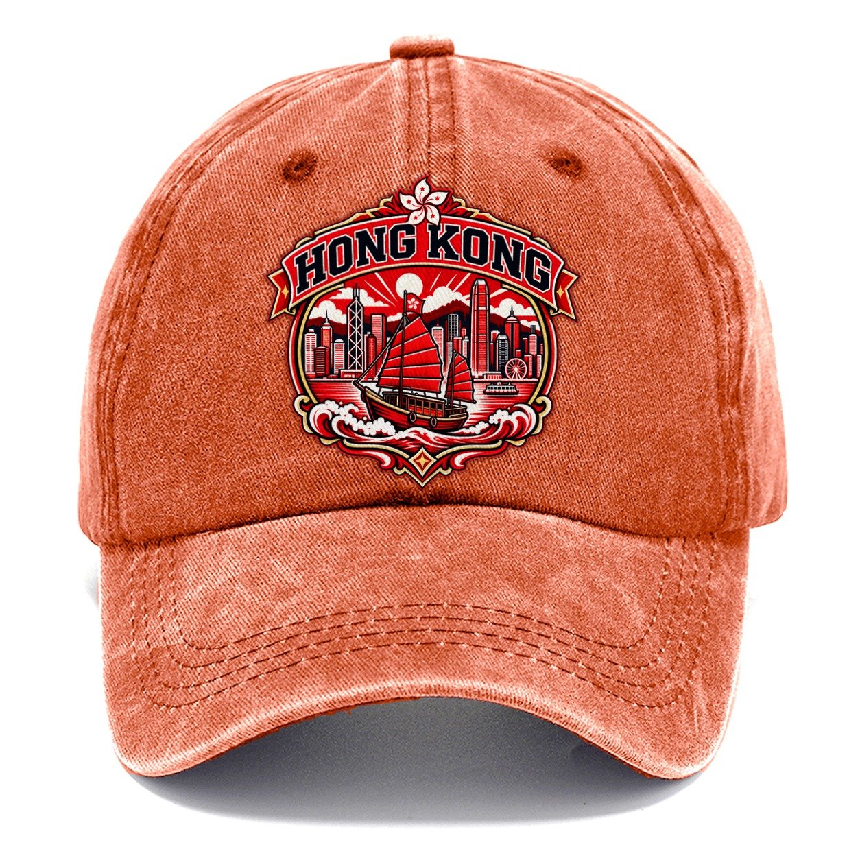 Hong Kong Retro Badge Country Logos Classic Cap – Terracotta Clay