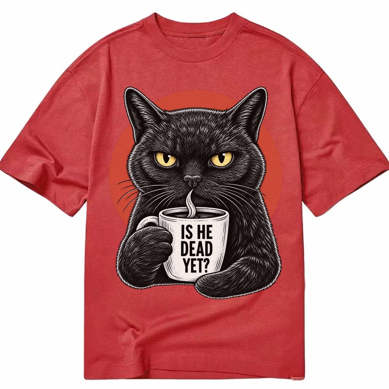 Is He Dead Yet Cat Classic T-shirt – Red
