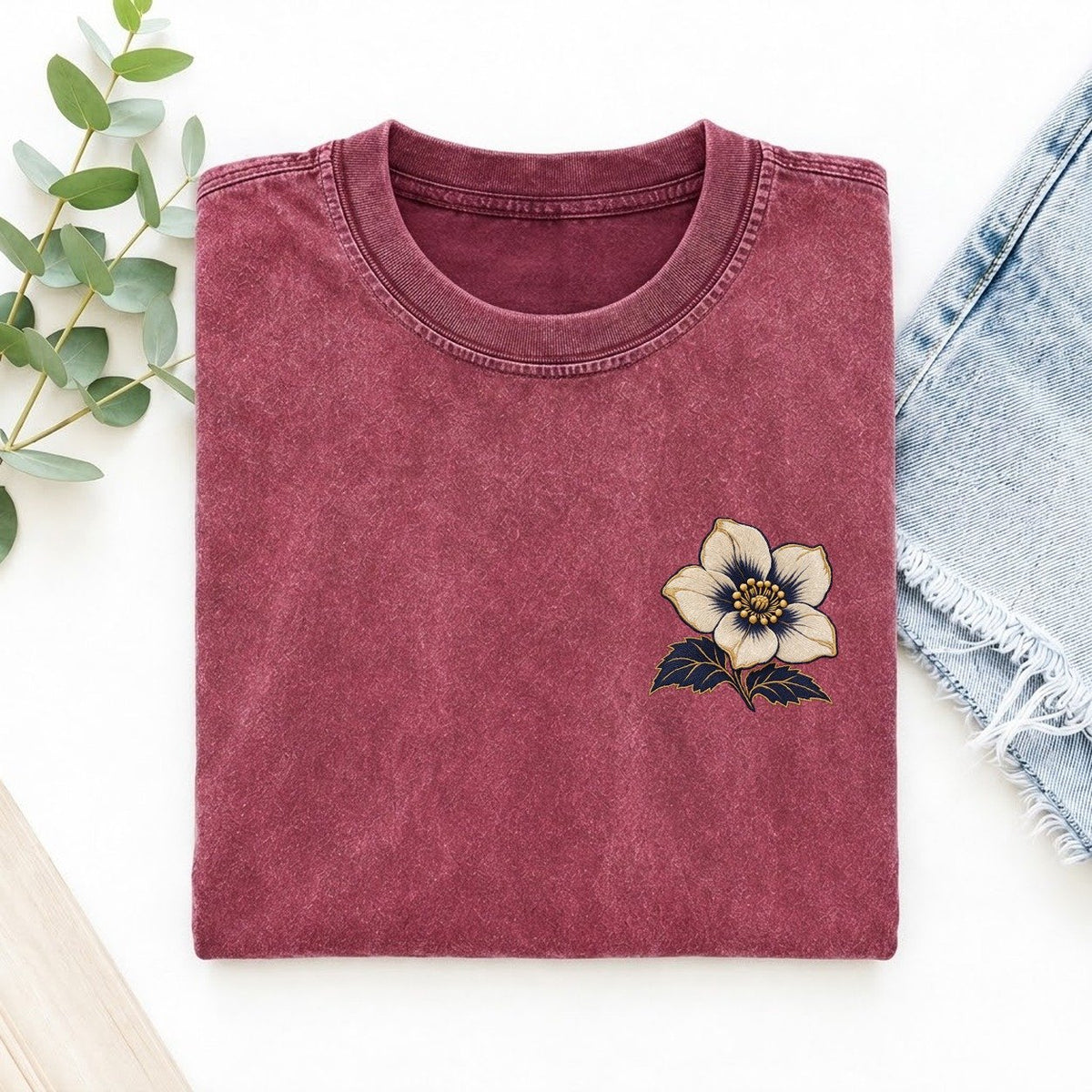 Hellebore Winter Cup Left Chest Vintage T-shirt – Raspberry