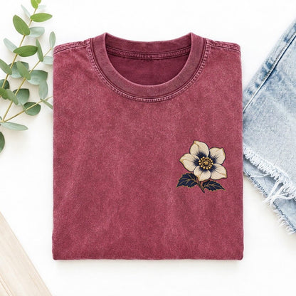 Hellebore Winter Cup Left Chest Vintage T-shirt – Raspberry