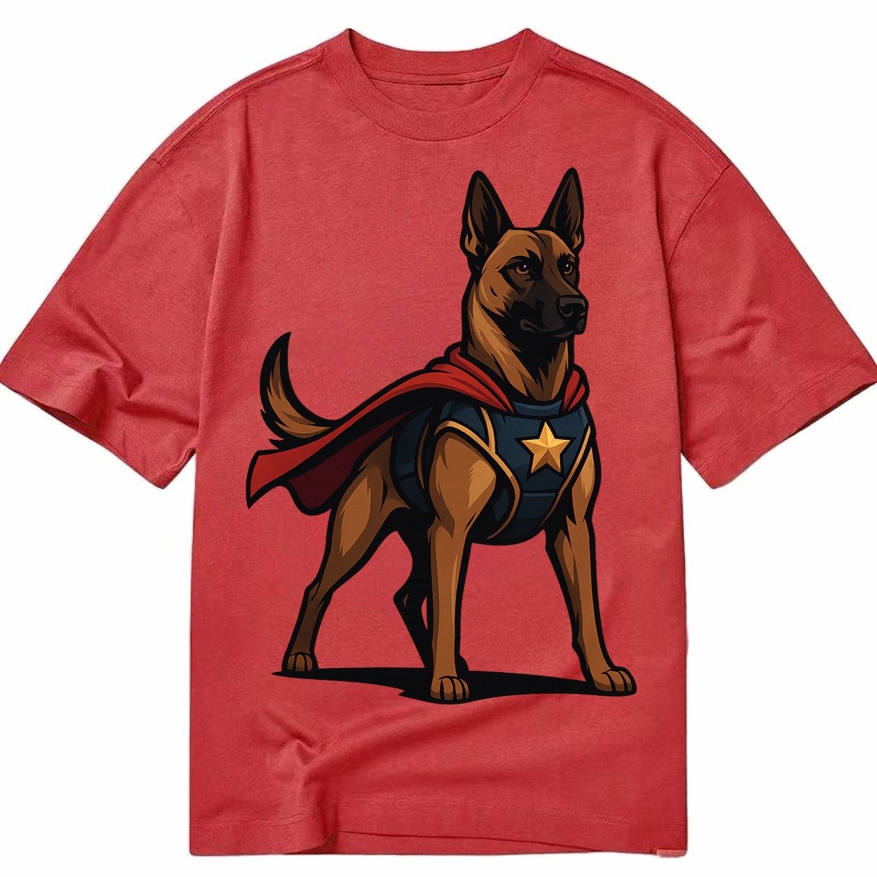 Belgian Malinois Guardian Hero Standing Ready On Four Legs N Classic T-shirt – Red