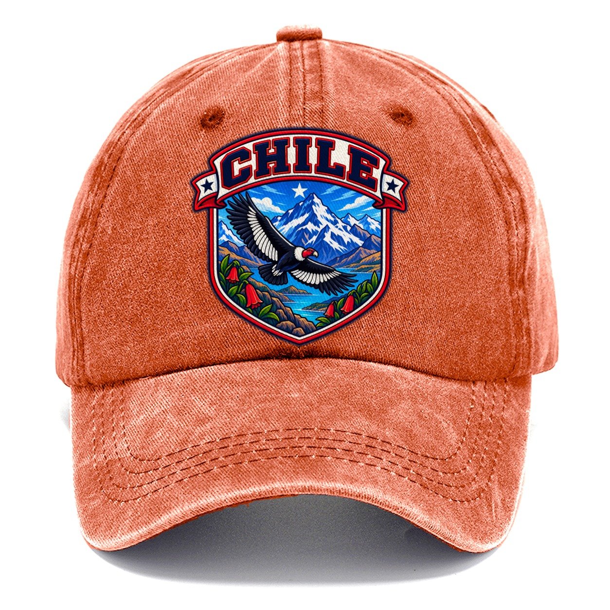 Chile Retro Badge Country Logos Classic Cap – Terracotta Clay