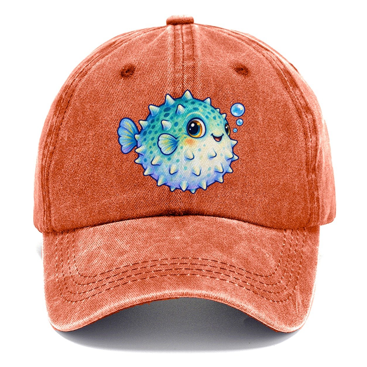Pufferfish Side Puff Sea Sprite Classic Cap – Terracotta Clay