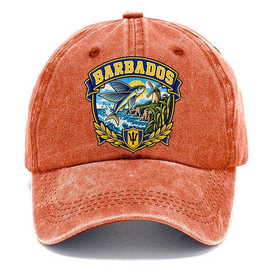 Barbados Retro Badge Country Logos Classic Cap – Terracotta Clay
