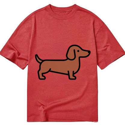 Dachshund Redbrown Smooth Flat Side Profile Classic T-shirt – Red