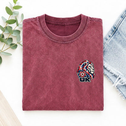 United Kingdom Country Pride Left Chest Vintage T-shirt – Raspberry