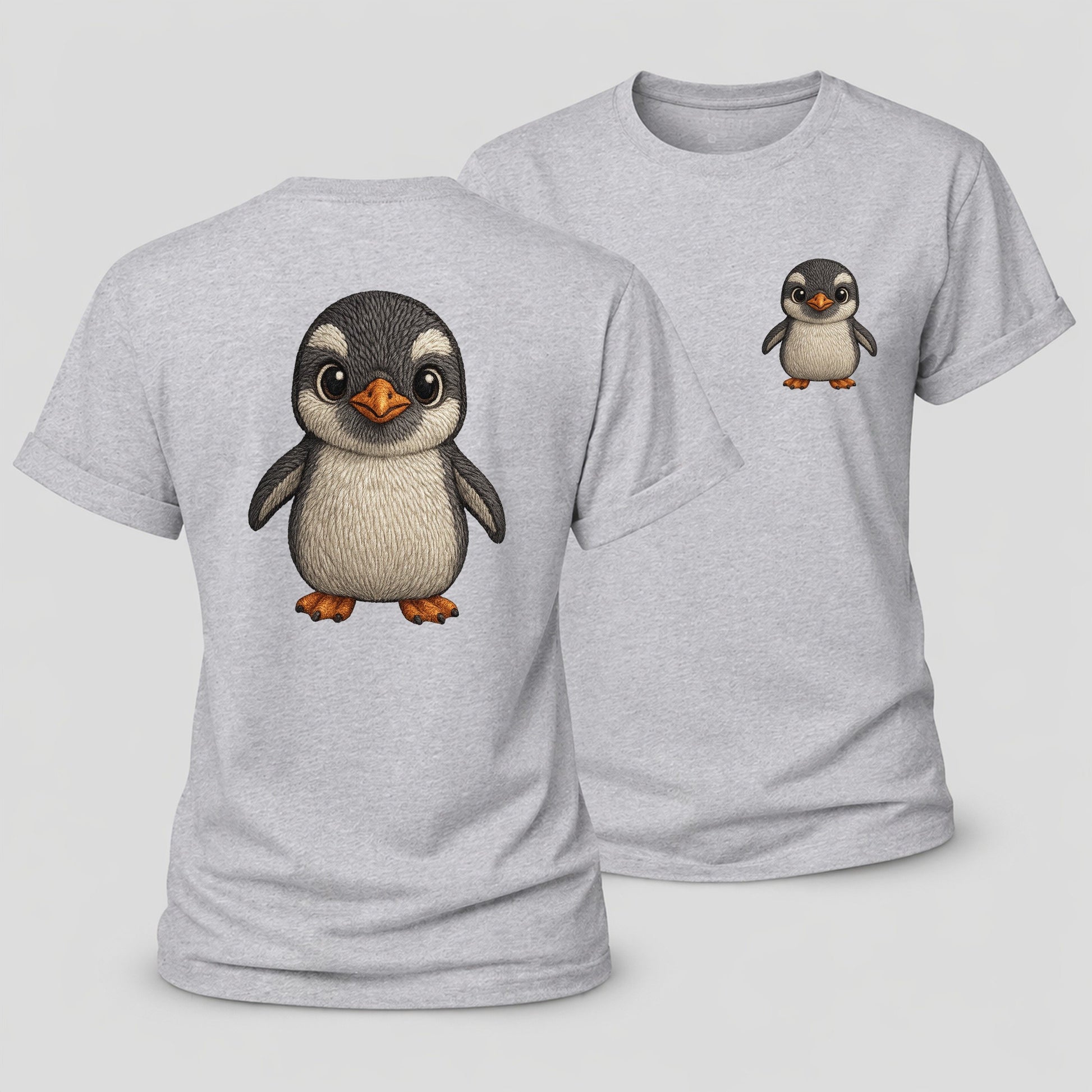 Baby Gentoo Penguin Orange Beak White Cap Bright Eyes Front Facing Energetic Women's Cotton T-Shirt – Sport Grey