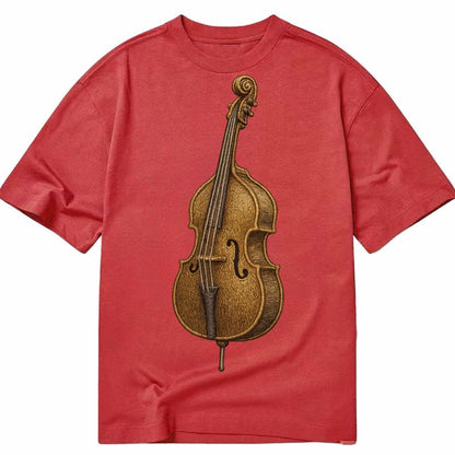 Acoustic Bass Upright Double Bass With F Holes And Wooden Br Classic T-shirt – Red