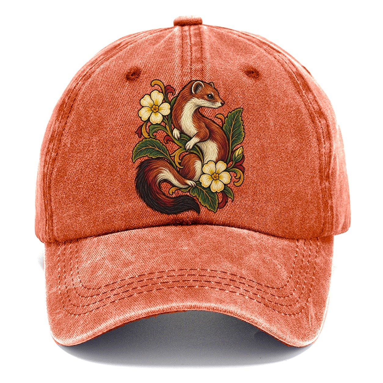 British Stoat And Primrose Uk Culture Heritage Classic Cap – Terracotta Clay