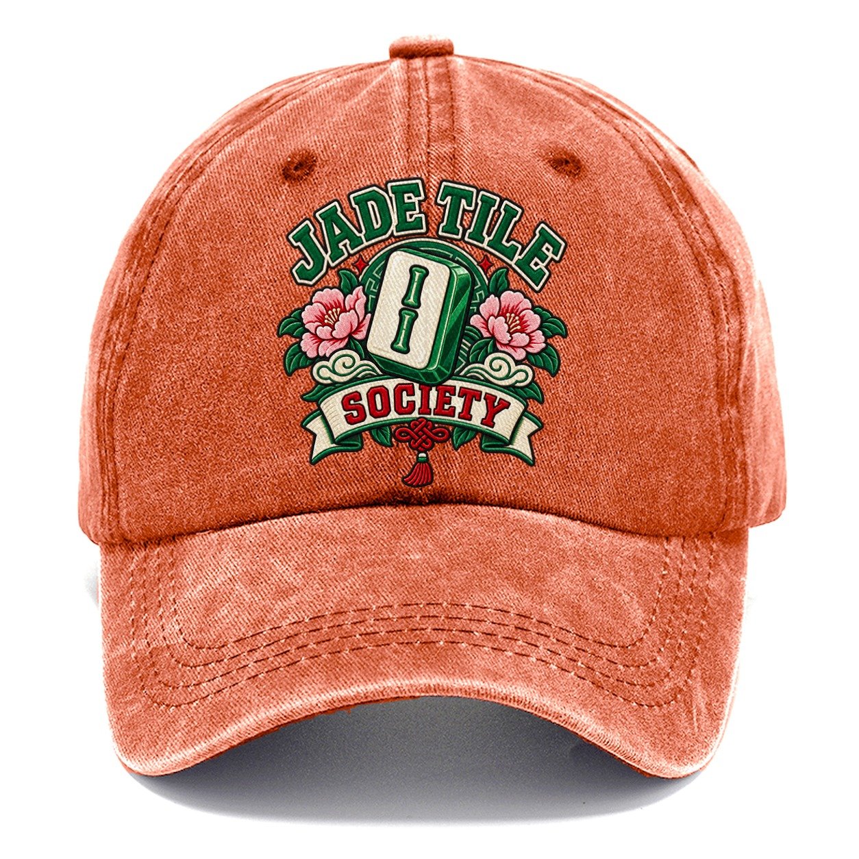 Jade Tile Society Mahjong Game Night Classic Cap – Terracotta Clay
