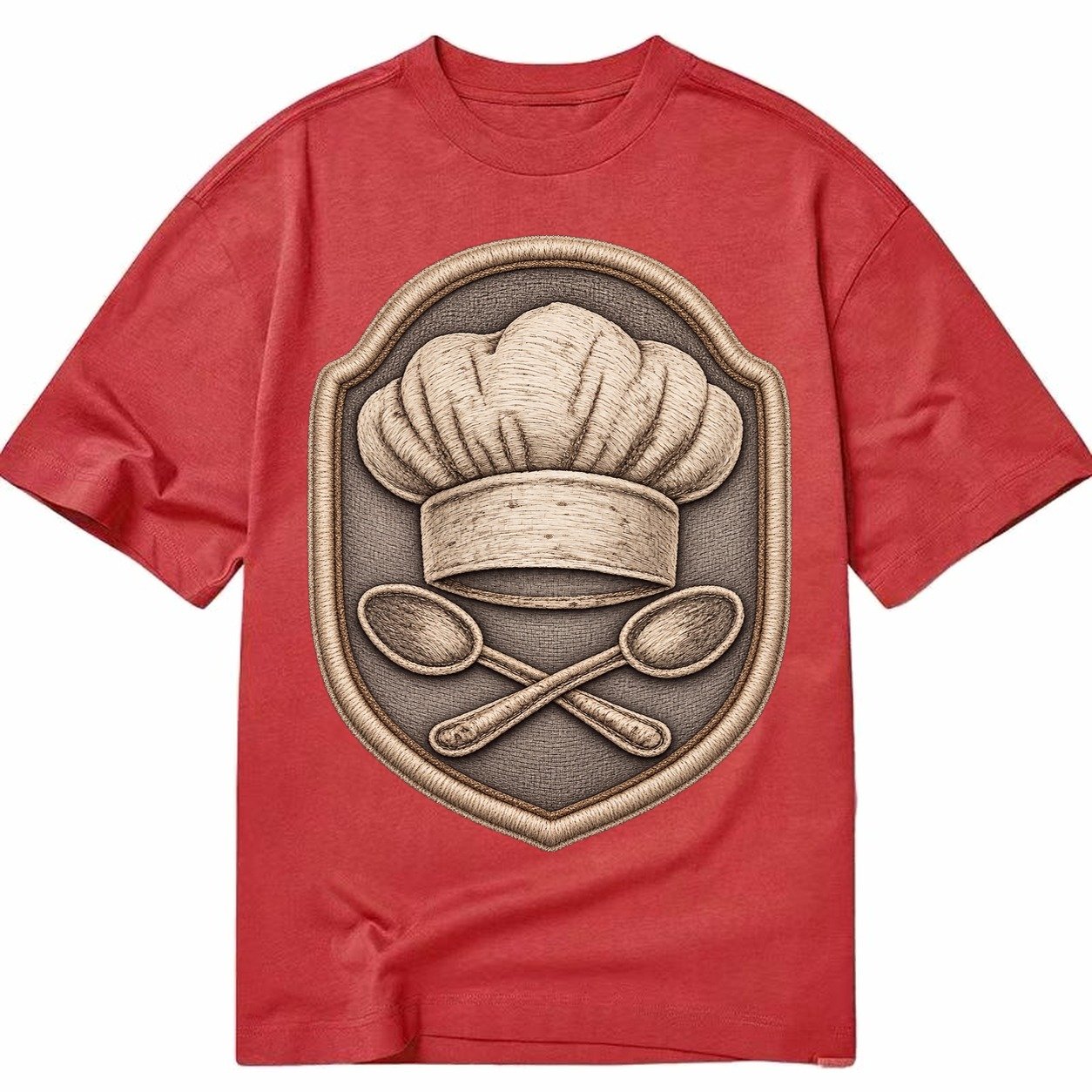 Cooking Chef Hat Toque Blanche With Crossed Spoons In Classic T-shirt – Red