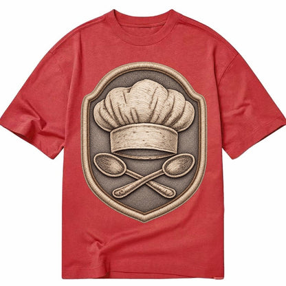 Cooking Chef Hat Toque Blanche With Crossed Spoons In Classic T-shirt – Red