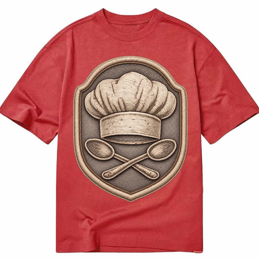 Cooking Chef Hat Toque Blanche With Crossed Spoons In Classic T-shirt – Red
