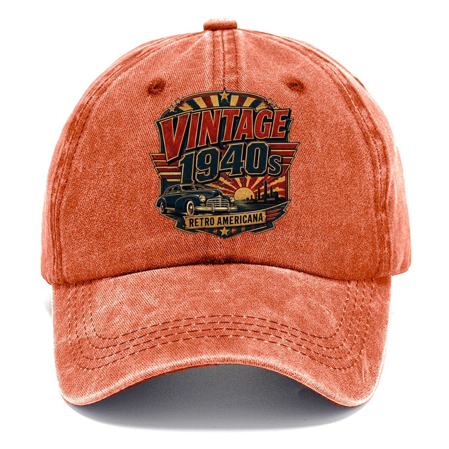 Vintage 1940S Retro Americana Classic Cap – Terracotta Clay