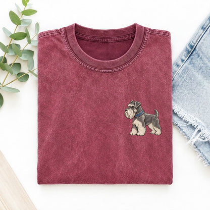 Schnauzer Beard Turn Keepsake Emblem Left Chest Vintage T-shirt – Raspberry