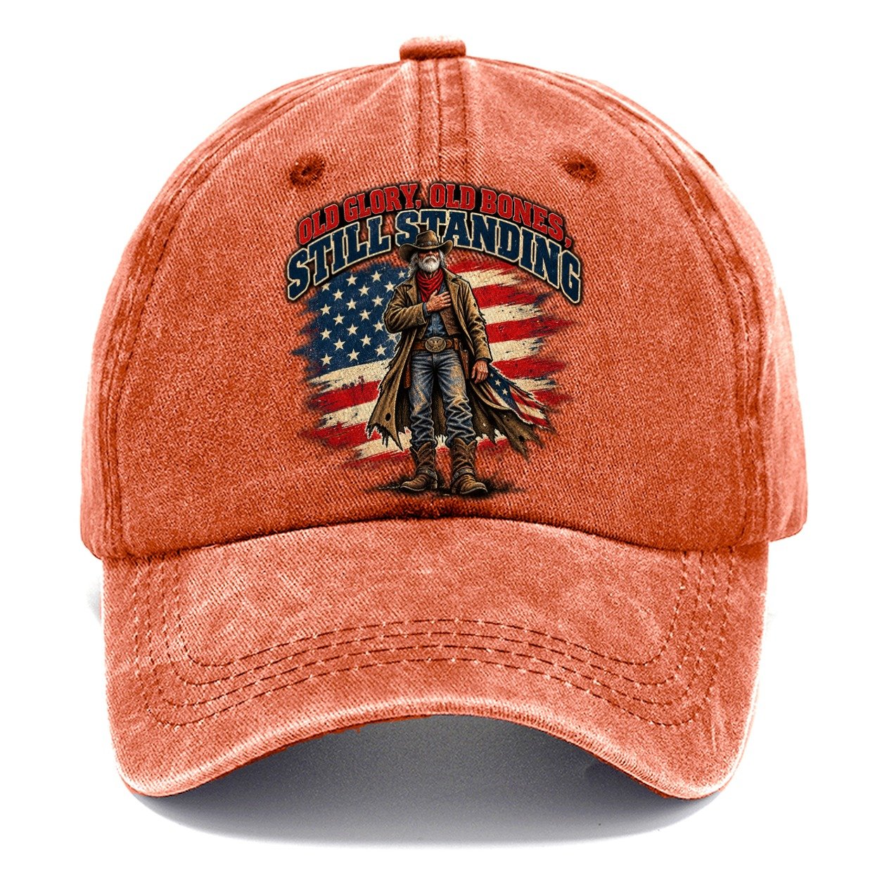 Old Glory Old Bones Still Standing Old Man Strong Classic Cap – Terracotta Clay