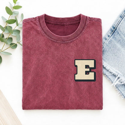 Initial E Left Chest Vintage T-shirt – Raspberry