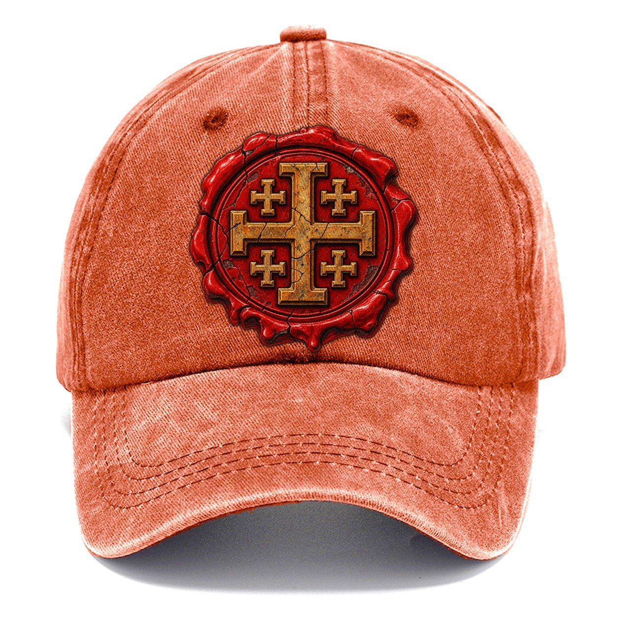Red Wax Seal Impression Jerusalem Cross Classic Cap – Terracotta Clay