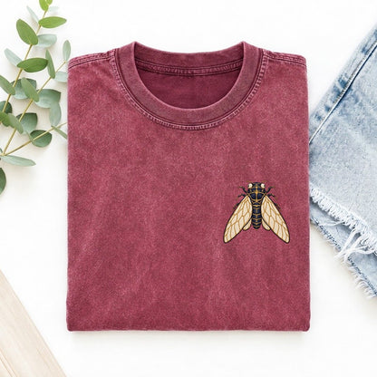 Cicada Wing Lantern Left Chest Vintage T-shirt – Raspberry
