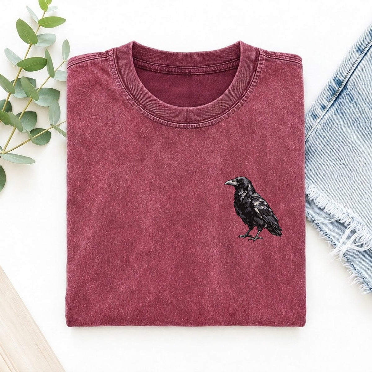 Raven Left Chest Vintage T-shirt – Raspberry