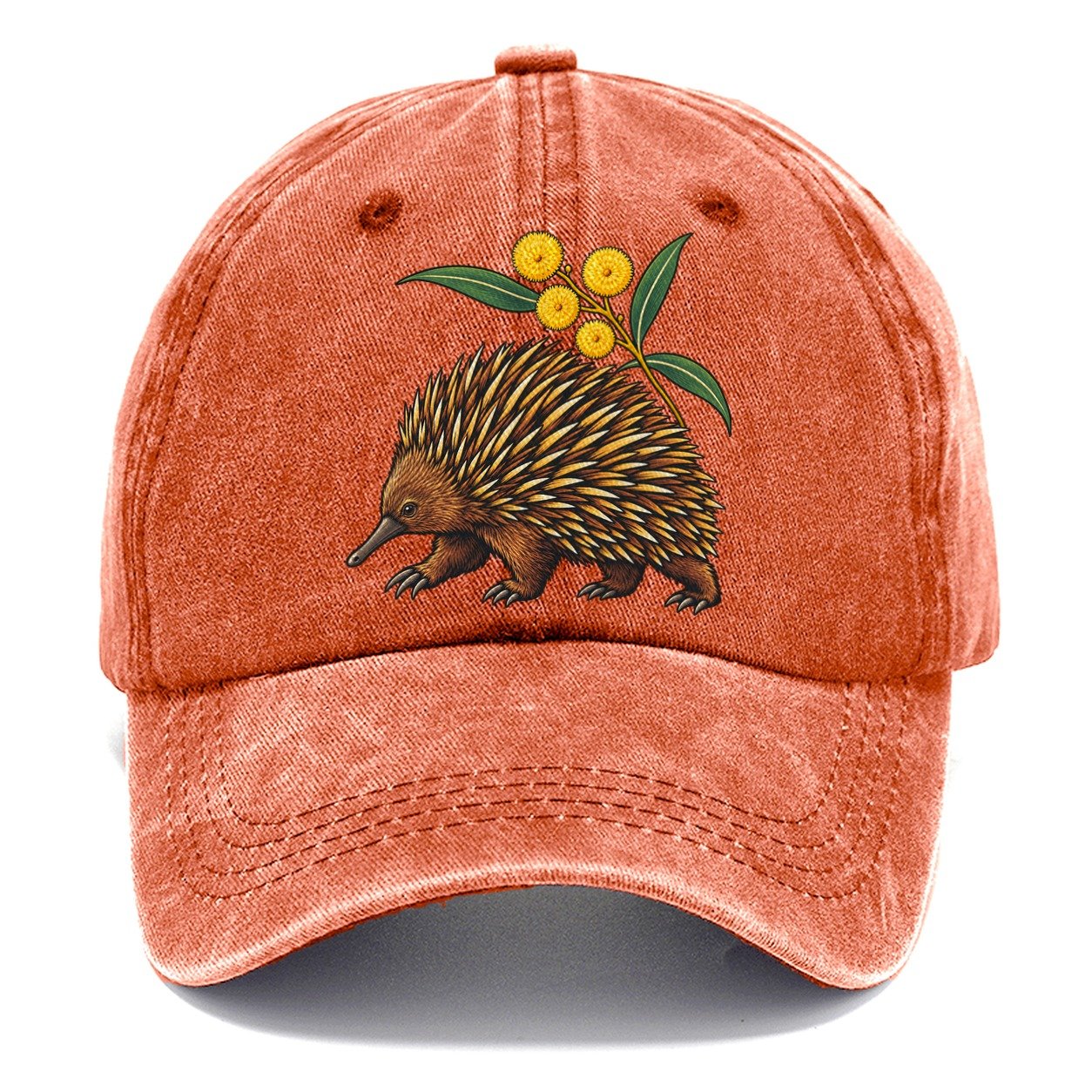 Short Beaked Echidna And Golden Wattle Australia Cultural Icons Classic Cap – Terracotta Clay