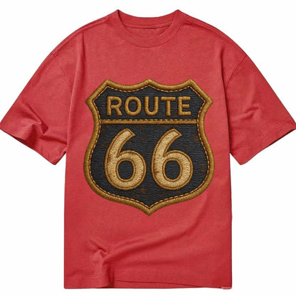 Route 66 Highway Shield With Worn Paint Classic T-shirt – Red