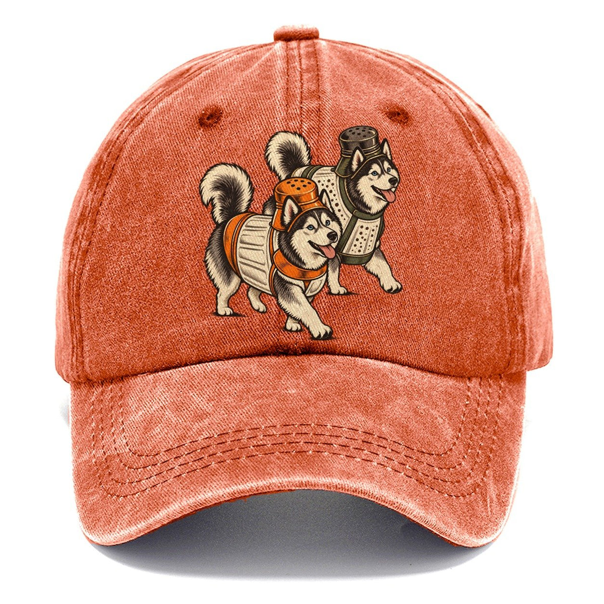 2 Huskys In Halloween Costumes Hdp 17 Parade Lineup Halloween Dog Parade Classic Cap – Terracotta Clay