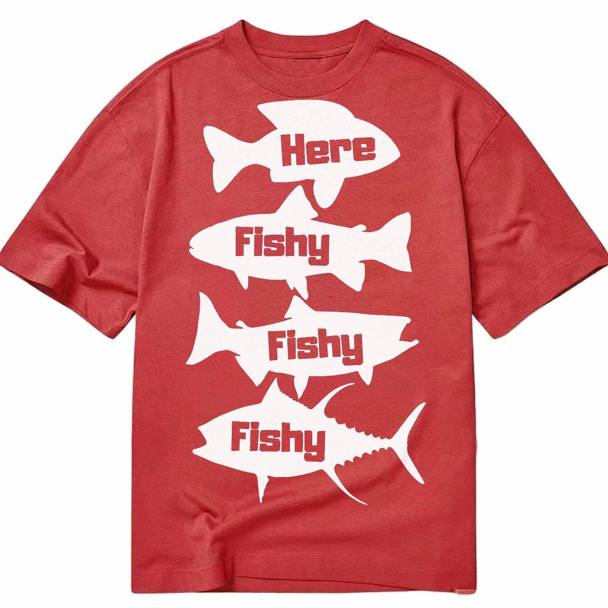 Here Fishy Fishy Fishy Classic T-shirt – Red