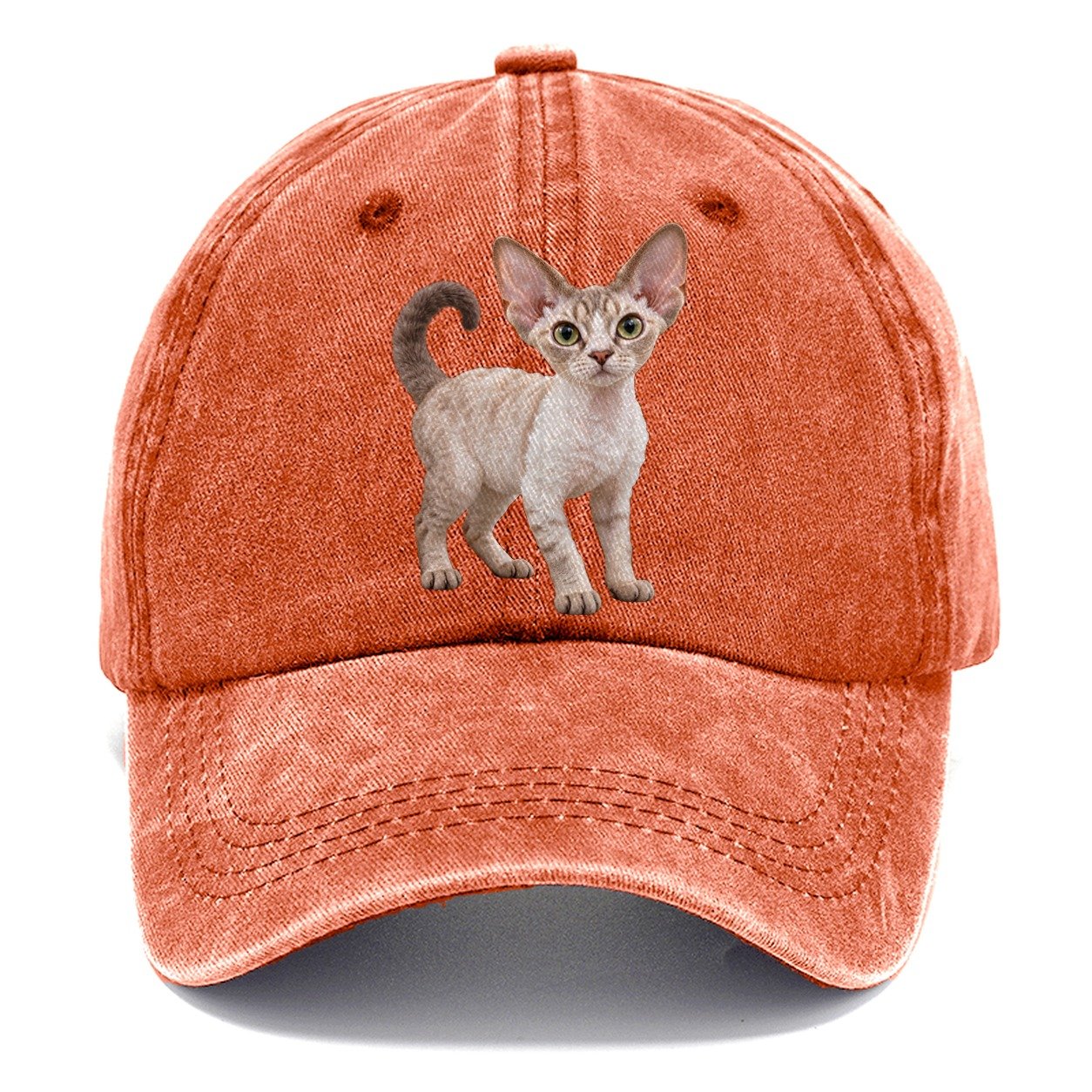 Devon Rex Standing Three Quarter Realistic Cat Portrait Classic Cap – Terracotta Clay